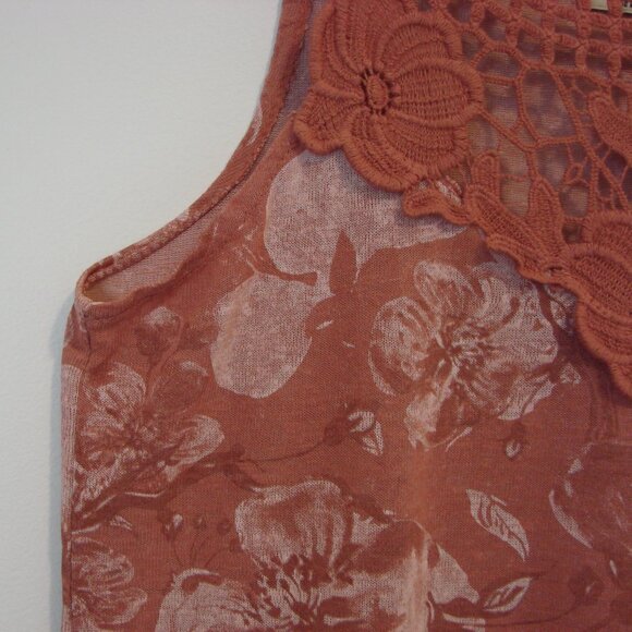 Crochet Lace Floral Tank Top Italy Soft Pink Salmon Boho Flowy Loose Size Small - Picture 5 of 13